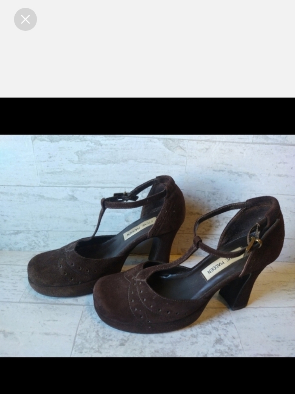 Y2K 90s Steve Madden Mary Jane Chocolate Brown Platform SuedenHeel / sz 6-6.5